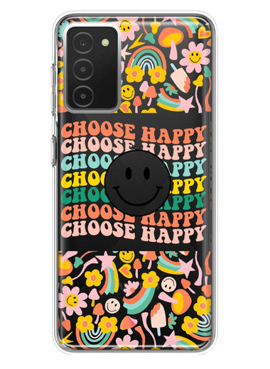 Samsung Galaxy A03S Choose Happy Smiley Face Retro Vintage Groovy 70s Style Hybrid Protective Phone Case Cover