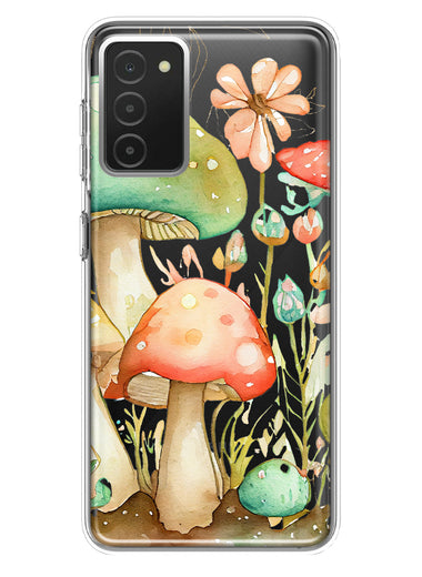 Samsung Galaxy A03S Fairytale Watercolor Mushrooms Pastel Spring Flowers Floral Hybrid Protective Phone Case Cover