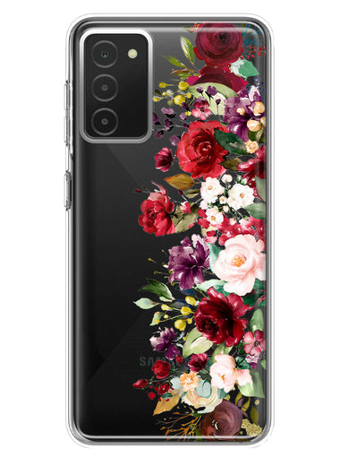 Samsung Galaxy A03S Red Summer Watercolor Floral Bouquets Ruby Flowers Hybrid Protective Phone Case Cover