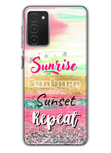 Samsung Galaxy A03S Summer Brush Strokes Sunrise Sunburn Sunset Repeat Hybrid Protective Phone Case Cover