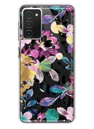 Samsung Galaxy A03S Zebra Stripes Tropical Flowers Purple Blue Summer Vibes Hybrid Protective Phone Case Cover