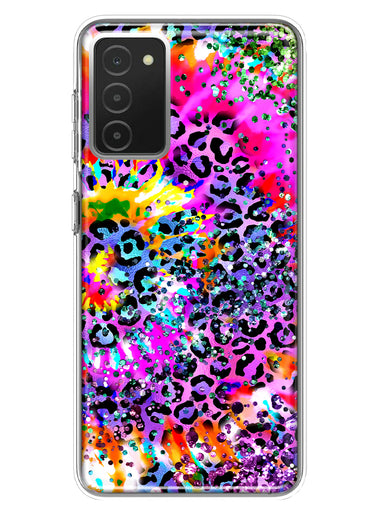 Samsung Galaxy A03S Vibrant Pink Purple Tie Dye Summer Leopard Swirl Rainbow Hybrid Protective Phone Case Cover