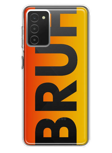 Samsung Galaxy A03S Orange Red Clear Funny Text Quote Bruh Hybrid Protective Phone Case Cover