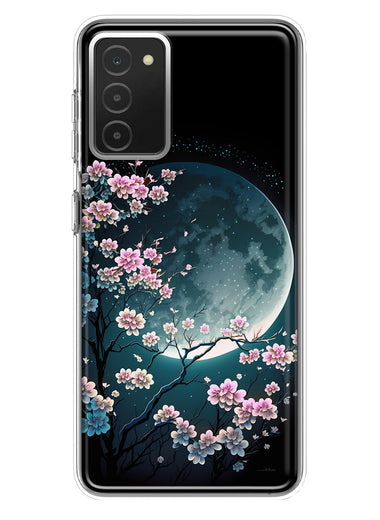 Samsung Galaxy A03S Kawaii Manga Pink Cherry Blossom Full Moon Hybrid Protective Phone Case Cover