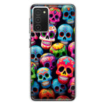 Samsung Galaxy A03S Halloween Spooky Colorful Day of the Dead Skulls Hybrid Protective Phone Case Cover