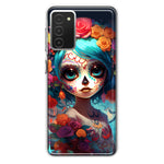 Samsung Galaxy A03S Halloween Spooky Colorful Day of the Dead Skull Girl Hybrid Protective Phone Case Cover