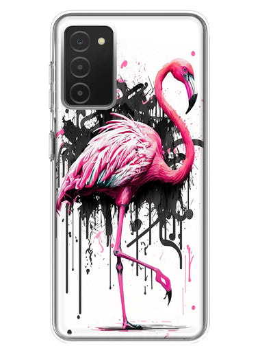 Samsung Galaxy A03S Pink Flamingo Painting Graffiti Hybrid Protective Phone Case Cover