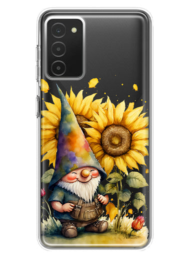 Samsung Galaxy A03S Cute Gnome Sunflowers Clear Hybrid Protective Phone Case Cover