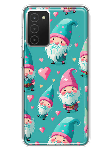 Samsung Galaxy A03S Turquoise Pink Hearts Gnomes Hybrid Protective Phone Case Cover