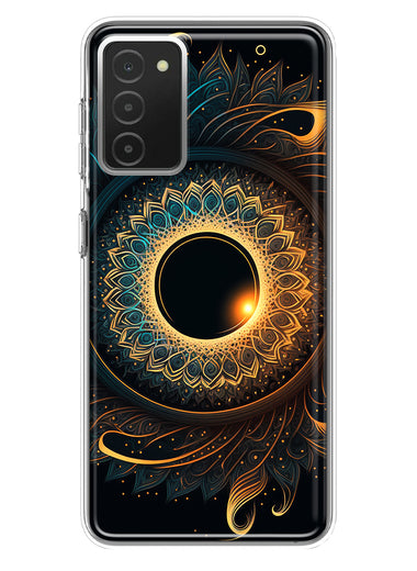Samsung Galaxy A03S Mandala Geometry Abstract Eclipse Pattern Hybrid Protective Phone Case Cover