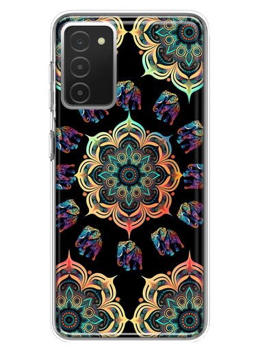 Samsung Galaxy A03S Mandala Geometry Abstract Elephant Pattern Hybrid Protective Phone Case Cover