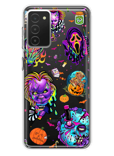 Samsung Galaxy A03S Cute Halloween Spooky Horror Scary Neon Characters Hybrid Protective Phone Case Cover