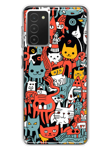 Samsung Galaxy A03S Psychedelic Cute Cats Friends Pop Art Hybrid Protective Phone Case Cover
