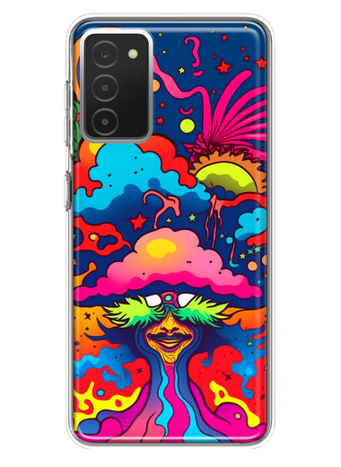 Samsung Galaxy A03S Neon Rainbow Psychedelic Trippy Hippie Bomb Star Dream Hybrid Protective Phone Case Cover