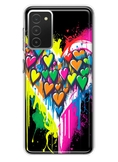 Samsung Galaxy A03S Colorful Rainbow Hearts Love Graffiti Painting Hybrid Protective Phone Case Cover