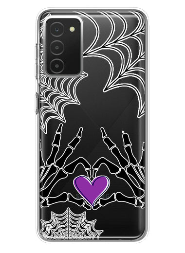Samsung Galaxy A03S Halloween Skeleton Heart Hands Spooky Spider Web Hybrid Protective Phone Case Cover