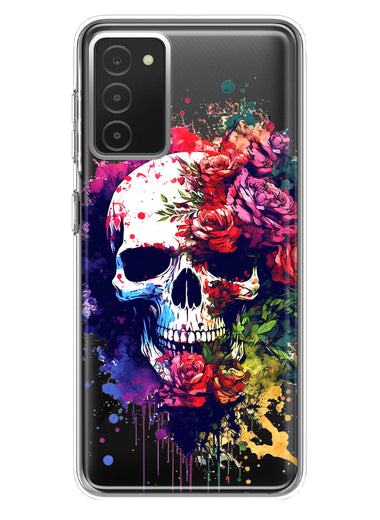 Samsung Galaxy A03S Fantasy Skull Red Purple Roses Hybrid Protective Phone Case Cover