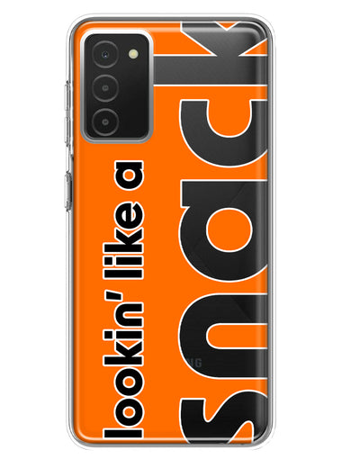 Samsung Galaxy A03S Orange Clear Funny Text Quote Snack Hybrid Protective Phone Case Cover