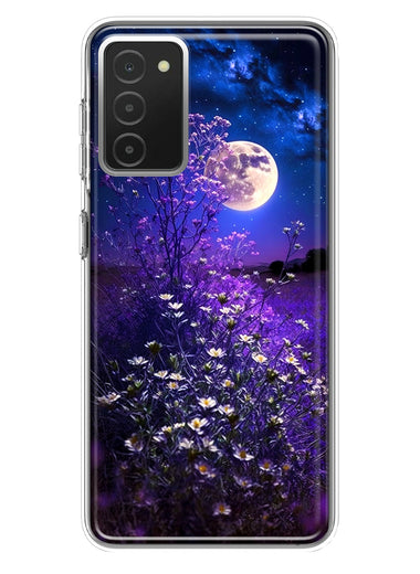 Samsung Galaxy A03S Spring Moon Night Lavender Flowers Floral Hybrid Protective Phone Case Cover