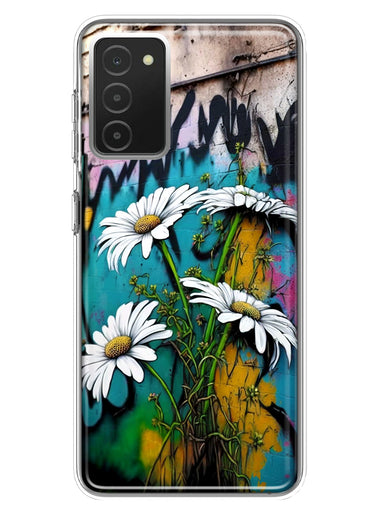 Samsung Galaxy A03S White Daisies Graffiti Wall Art Painting Hybrid Protective Phone Case Cover