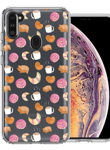 Samsung Galaxy A11 Mexican Pan Dulce Cafecito Coffee Concha Polka Dots Double Layer Phone Case Cover