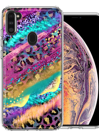 Samsung Galaxy A11 Leopard Paint Colorful Beautiful Abstract Milkyway Double Layer Phone Case Cover