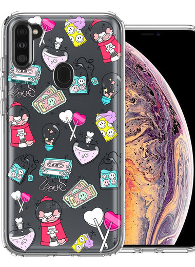 Samsung Galaxy A11 Valentine's Day Candy Feels like Love Hearts Double Layer Phone Case Cover