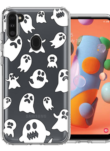 Samsung Galaxy A11 Halloween Spooky Ghost Design Double Layer Phone Case Cover