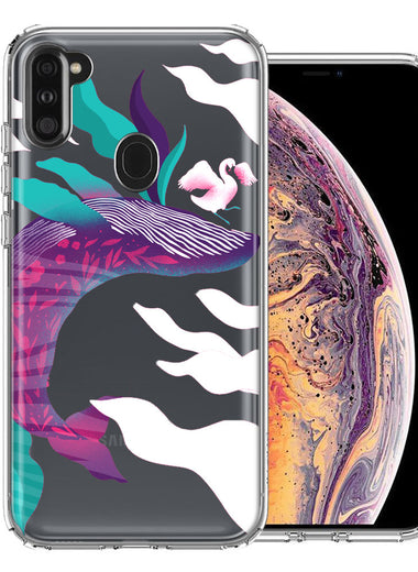 Samsung Galaxy A11 Mystic Floral Whale Design Double Layer Phone Case Cover