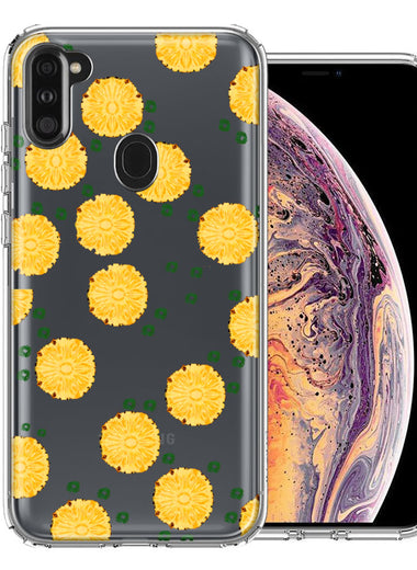Samsung Galaxy A11 Tropical Pineapples Polkadots Design Double Layer Phone Case Cover