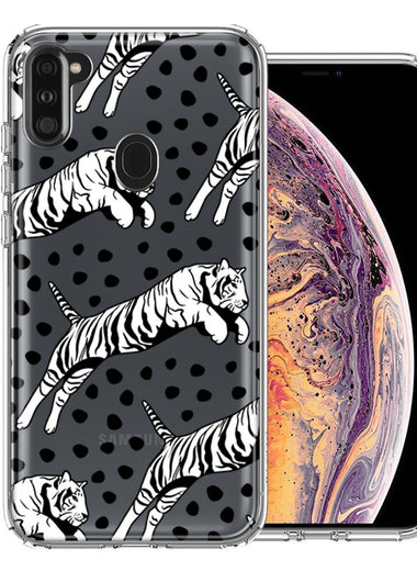 Samsung Galaxy A11 Tiger Polkadots Design Double Layer Phone Case Cover