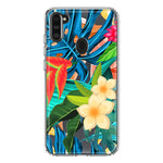 Samsung Galaxy A11 Blue Monstera Pothos Tropical Floral Summer Flowers Hybrid Protective Phone Case Cover