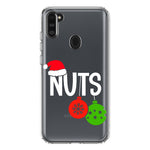 Samsung Galaxy A11 Christmas Funny Couples Chest Nuts Ornaments Hybrid Protective Phone Case Cover