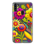 Samsung Galaxy A11 Colorful Yellow Pink Folk Style Floral Vibrant Spring Flowers Hybrid Protective Phone Case Cover