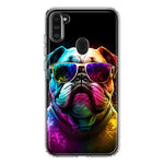 Samsung Galaxy A11 Neon Rainbow Glow Bulldog Hybrid Protective Phone Case Cover