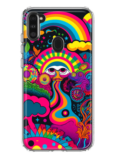 Samsung Galaxy A11 Psychedelic Trippy Hippie Night Walk Hybrid Protective Phone Case Cover