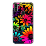 Samsung Galaxy A11 Neon Rainbow Glow Colorful Abstract Flowers Floral Hybrid Protective Phone Case Cover