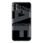Samsung Galaxy A11 Black Clear Funny Text Quote Adulting AF Hybrid Protective Phone Case Cover