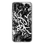 Samsung Galaxy A11 Black White Urban Graffiti Hybrid Protective Phone Case Cover