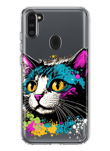 Samsung Galaxy A11 Cool Cat Oil Paint Pop Art Hybrid Protective Phone Case Cover