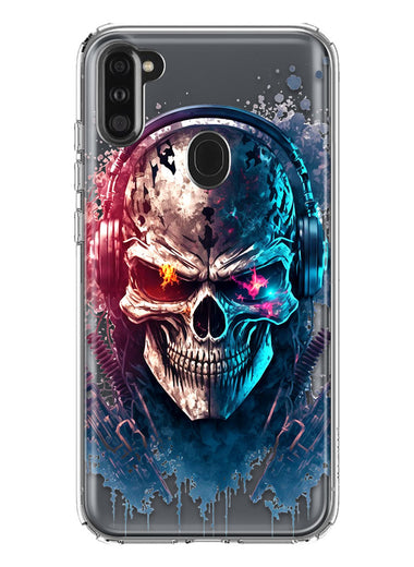 Samsung Galaxy A11 Cyberpunk Machine Headphones Skull Double Layer Phone Case Cover