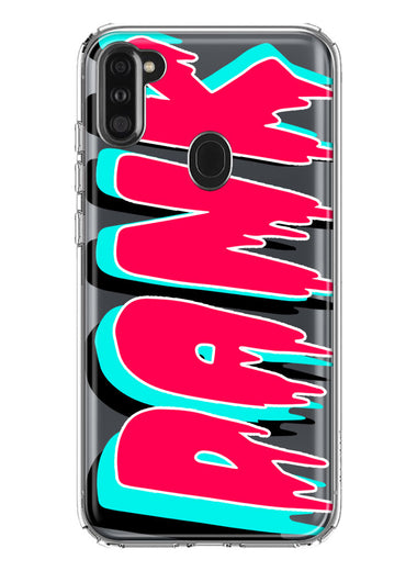 Samsung Galaxy A11 Teal Pink Clear Funny Text Quote Dank Hybrid Protective Phone Case Cover