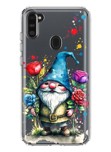 Samsung Galaxy A11 Gnome Red Purple Blue Roses Garden Hybrid Protective Phone Case Cover