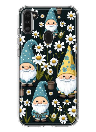 Samsung Galaxy A11 Cute White Daisies Gnomes Flowers Floral Double Layer Phone Case Cover