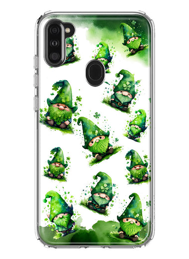 Samsung Galaxy A11 Gnomes Shamrock Lucky Green Clover St. Patrick Hybrid Protective Phone Case Cover