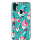 Samsung Galaxy A11 Turquoise Pink Hearts Gnomes Hybrid Protective Phone Case Cover