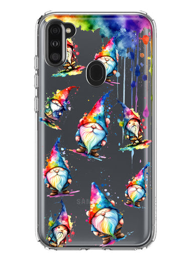 Samsung Galaxy A11 Neon Water Painting Colorful Splash Gnomes Hybrid Protective Phone Case Cover
