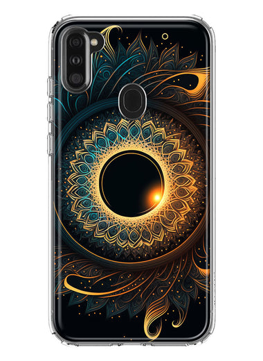 Samsung Galaxy A11 Mandala Geometry Abstract Eclipse Pattern Hybrid Protective Phone Case Cover