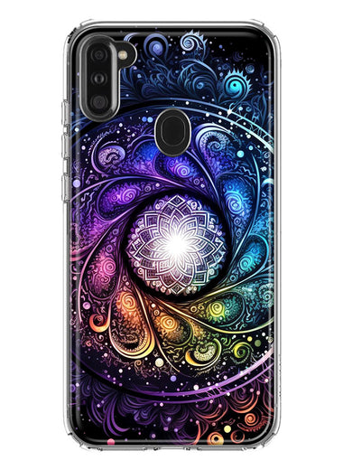 Samsung Galaxy A11 Mandala Geometry Abstract Galaxy Pattern Hybrid Protective Phone Case Cover