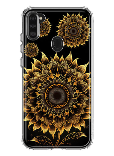 Samsung Galaxy A11 Mandala Geometry Abstract Sunflowers Pattern Hybrid Protective Phone Case Cover